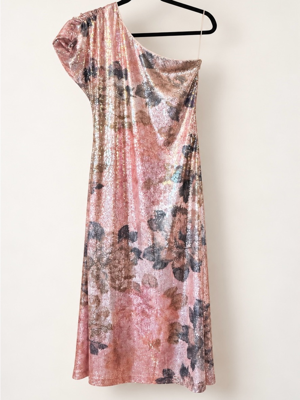 Porridge Clothing Pink Floral Sequin One Shoulder Maxi Dress XS - Picture 4 of 8